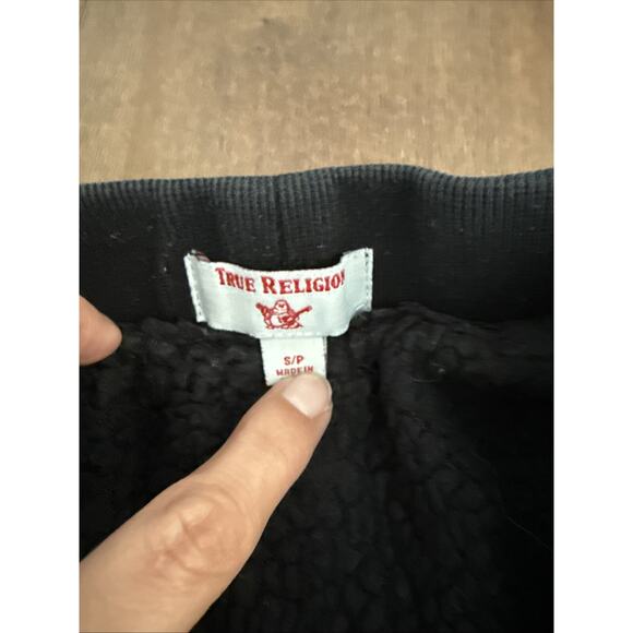 True Religion Youth Wind Jogger – Size S, Black, Logo Fleece-Lined Pants - Picture 2 of 3